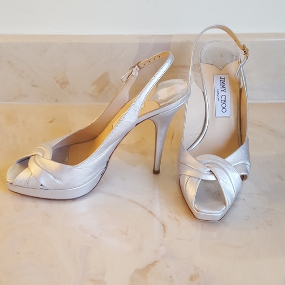 Jimmy Choo Shoes - Authentic Jimmy Choo Sling-back Metallic Heels